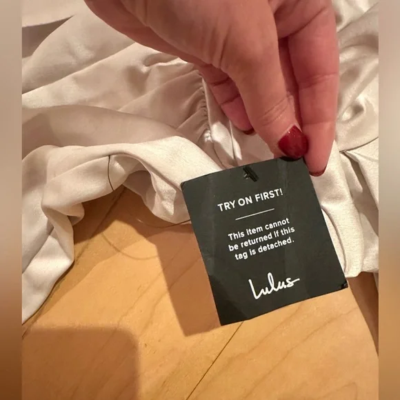 Lulus Always Celebrating Ivory Satin Off-the-Shoulder Midi Dress - M - Picture 6 of 6